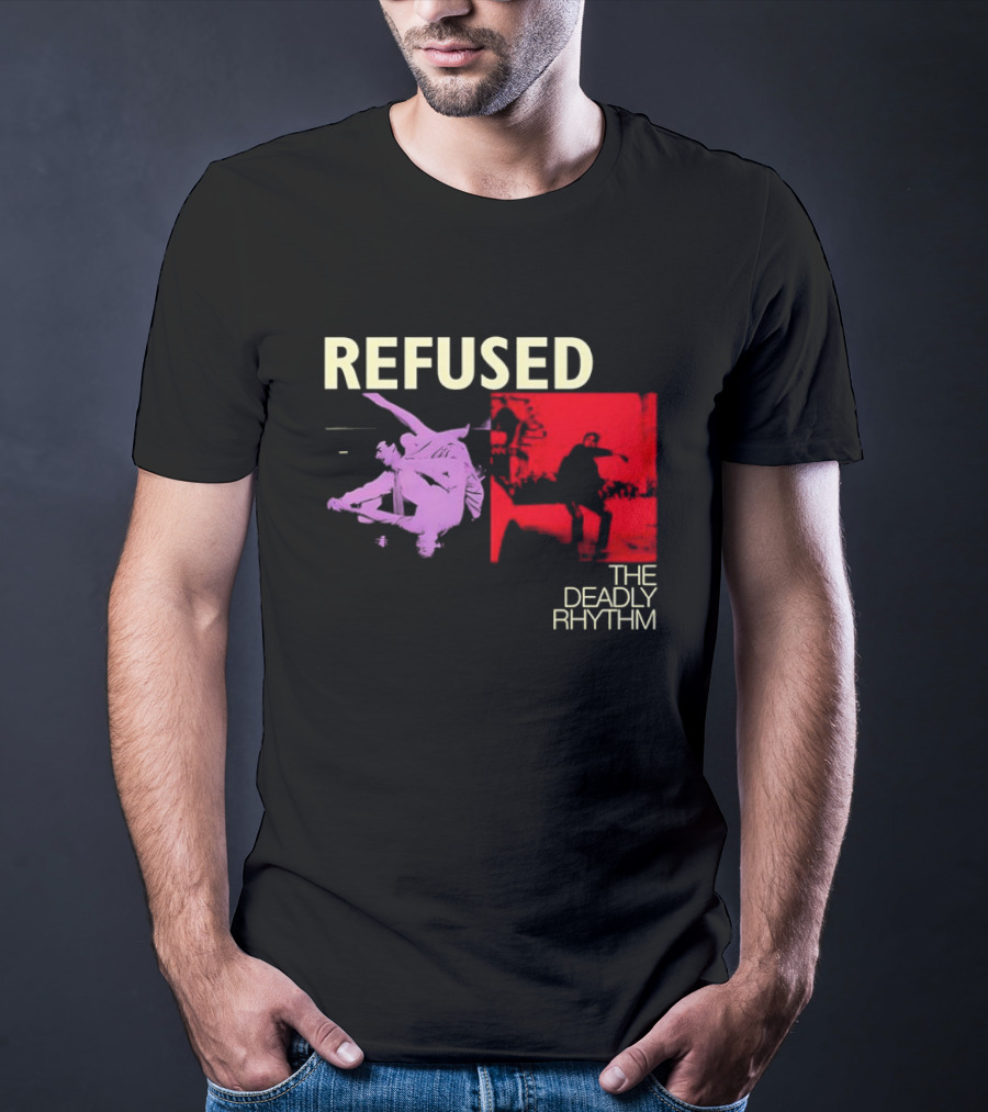 Refused The Deadly Rhythm Skater Red And Purple Imagery T-Shirt