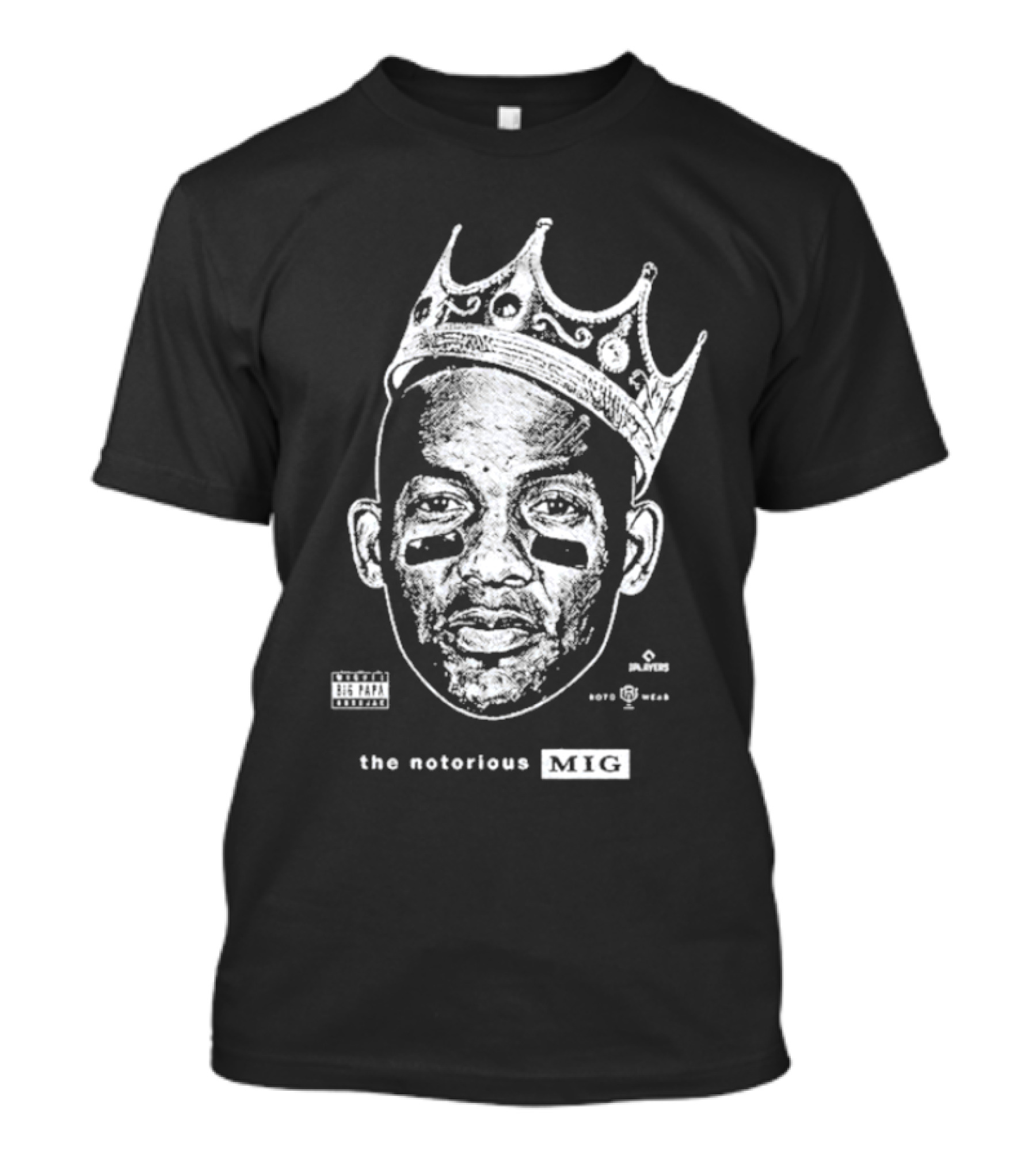 The Notorious Mig Crown Face With Parental Advisory And Labels T-Shirt