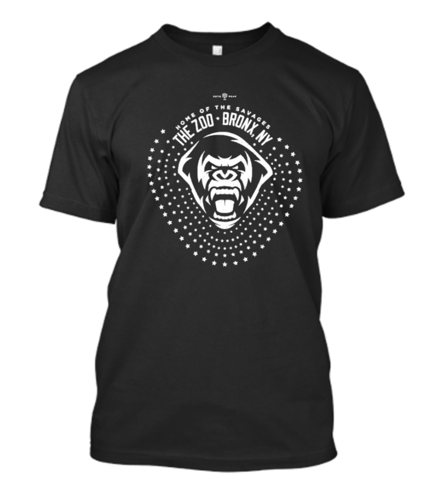 The Zoo Bronx NY Home Of The Savages Roaring Gorilla Star Pattern T-Shirt