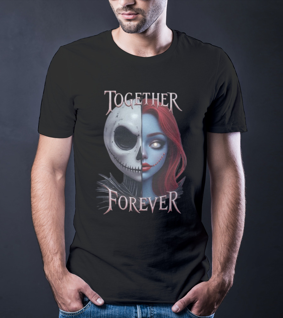 Together Forever Jack And Sally Half Face Mashup T-Shirt