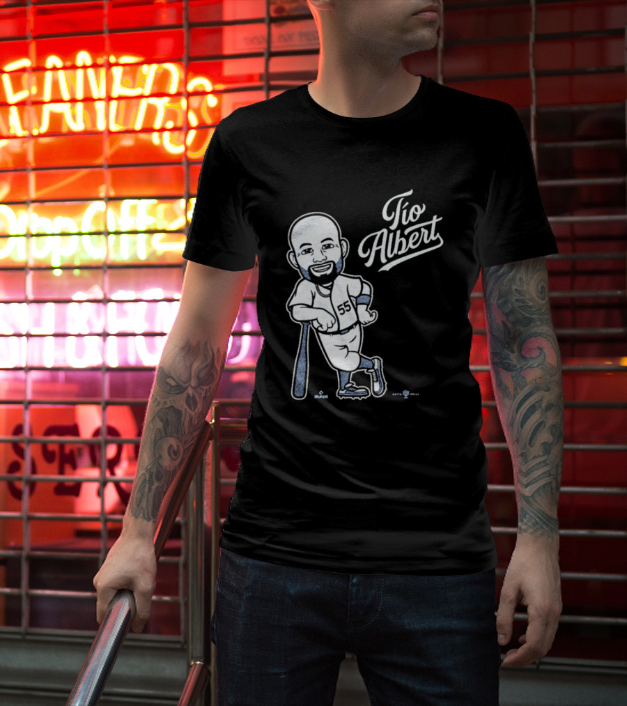 Tío Albert Baseball Player Cartoon With Bat And Number 55 T-Shirt