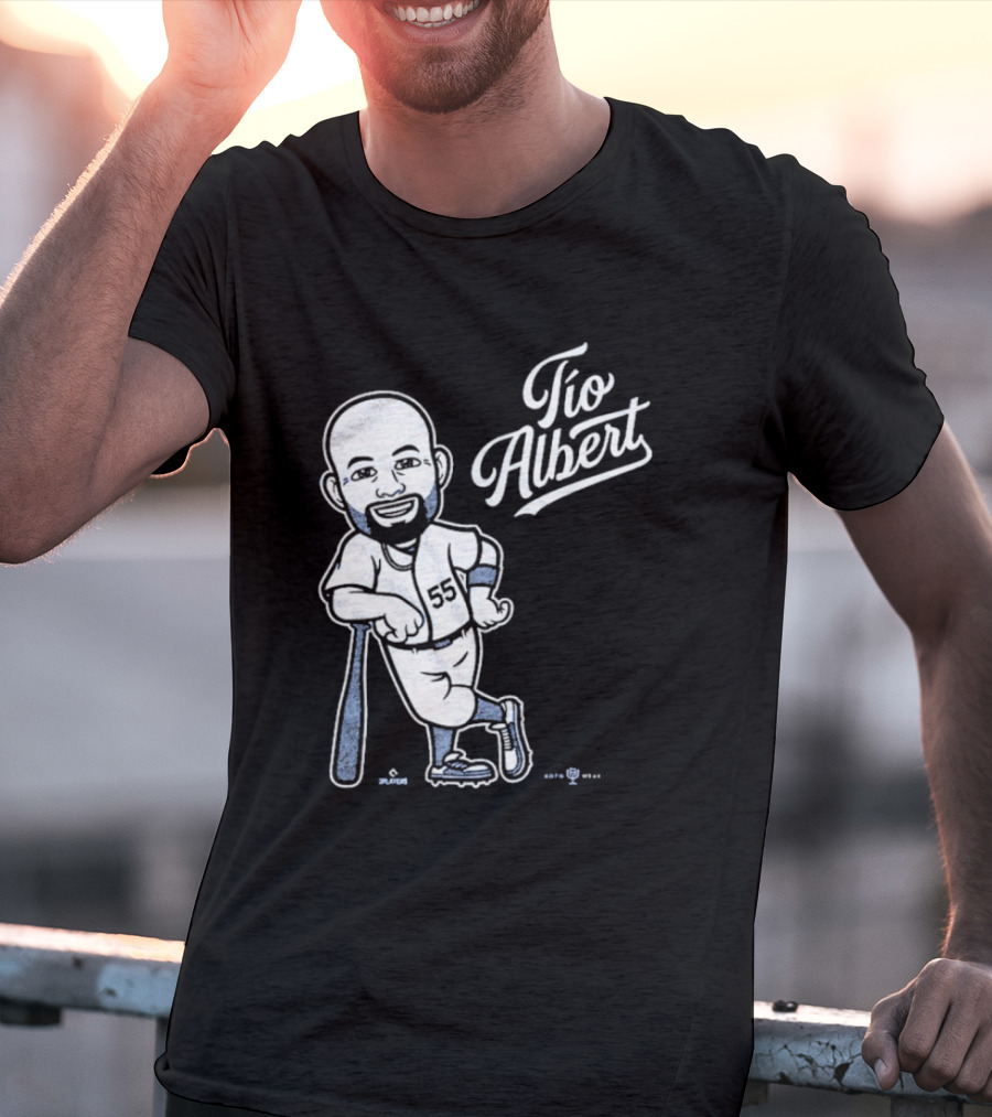 Tío Albert Baseball Player Cartoon With Bat And Number 55 T-Shirt