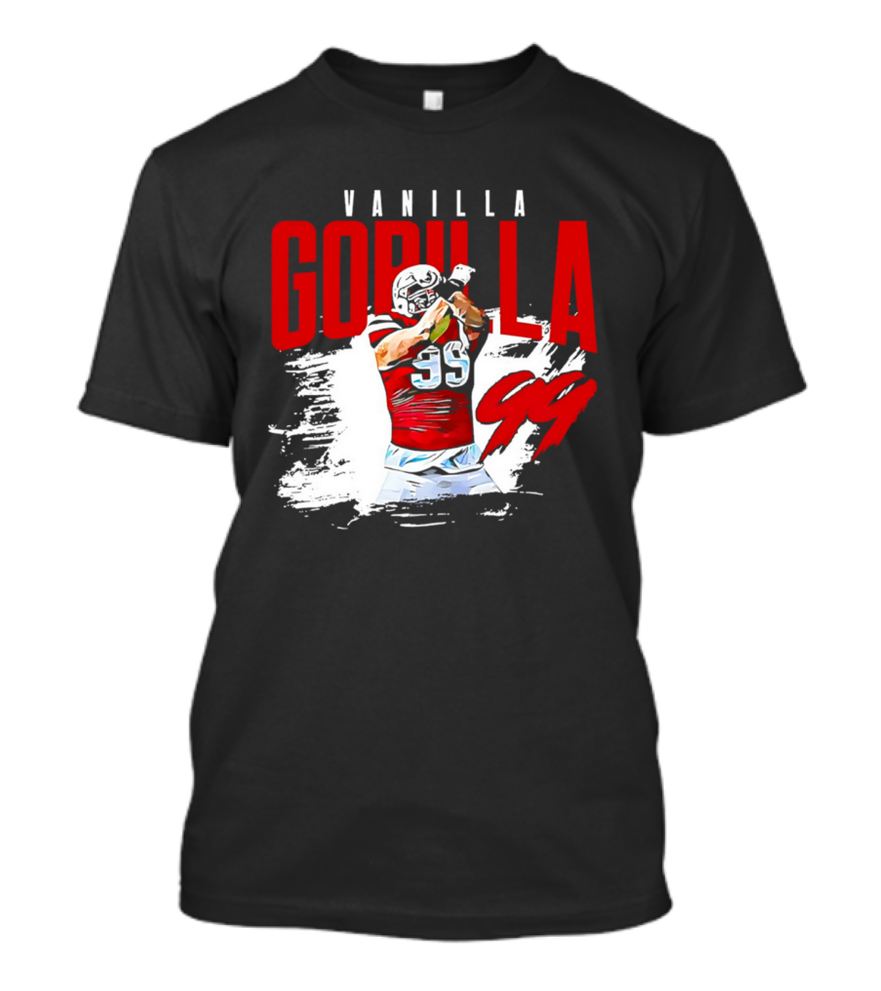 Vanilla Gorilla Number 99 Football Jersey Athlete Action Pose T-Shirt