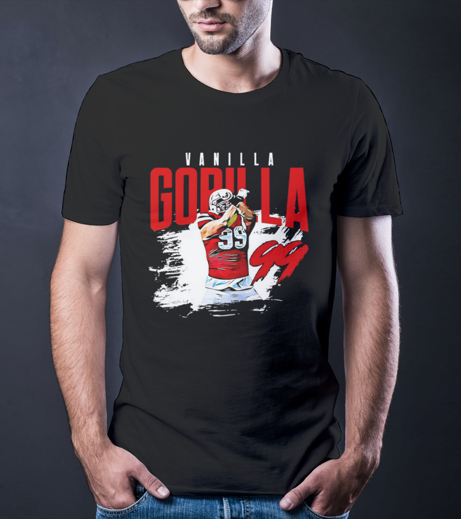 Vanilla Gorilla Number 99 Football Jersey Athlete Action Pose T-Shirt