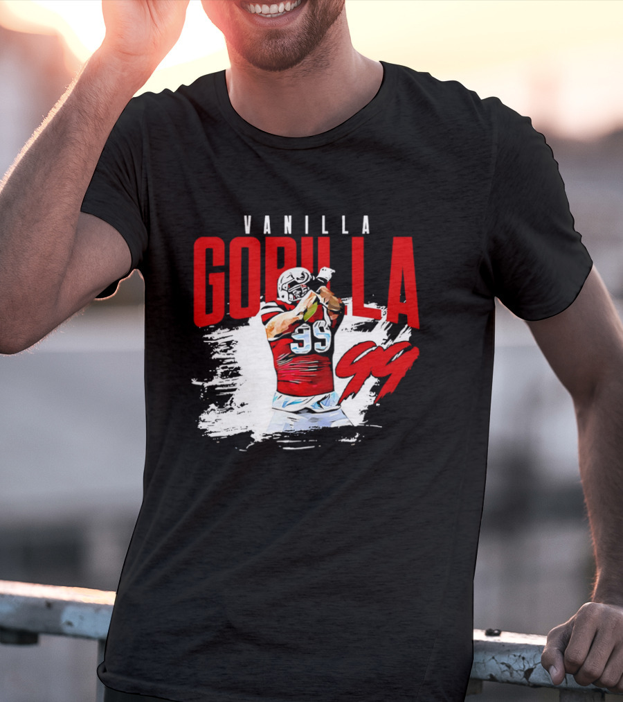 Vanilla Gorilla Number 99 Football Jersey Athlete Action Pose T-Shirt