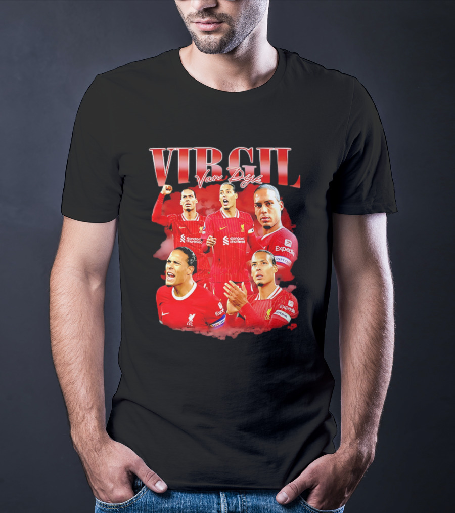 Virgil Van Dijk Liverpool FC Number 4 Captain Liverpool Red Jersey T-Shirt