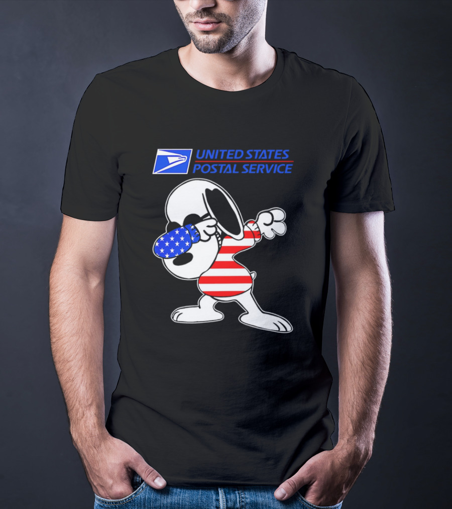USPS United States Postal Service Snoopy Dabbing American Flag T-Shirt