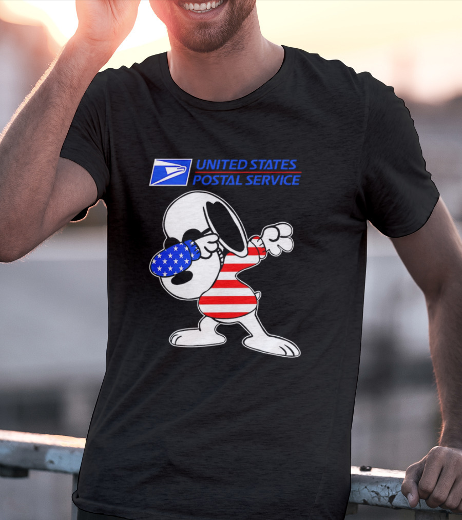 USPS United States Postal Service Snoopy Dabbing American Flag T-Shirt