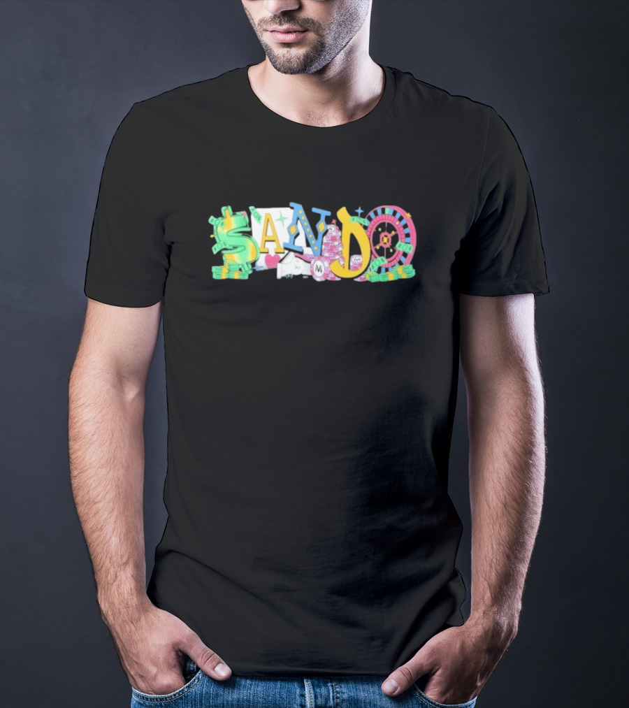 Vegas Matt Sando Casino Theme Money Roulette And Dice T-Shirt