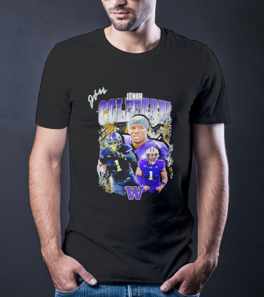 Jonah Coleman Washington Huskies Simply College Football W Player Signature T-Shirt