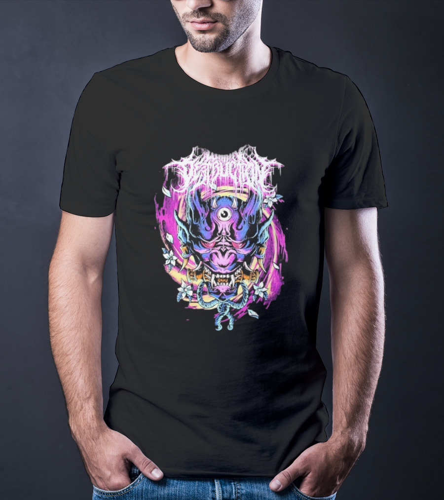 Within Destruction Psychedelic Oni Mask With Floral Accents T-Shirt