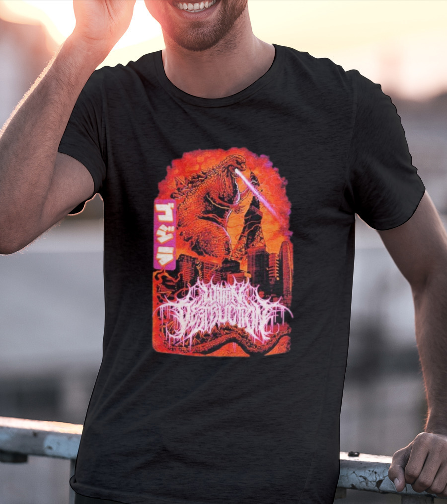 Within Destruction Reptile Kaiju Tokyo Destruction Scene T-Shirt