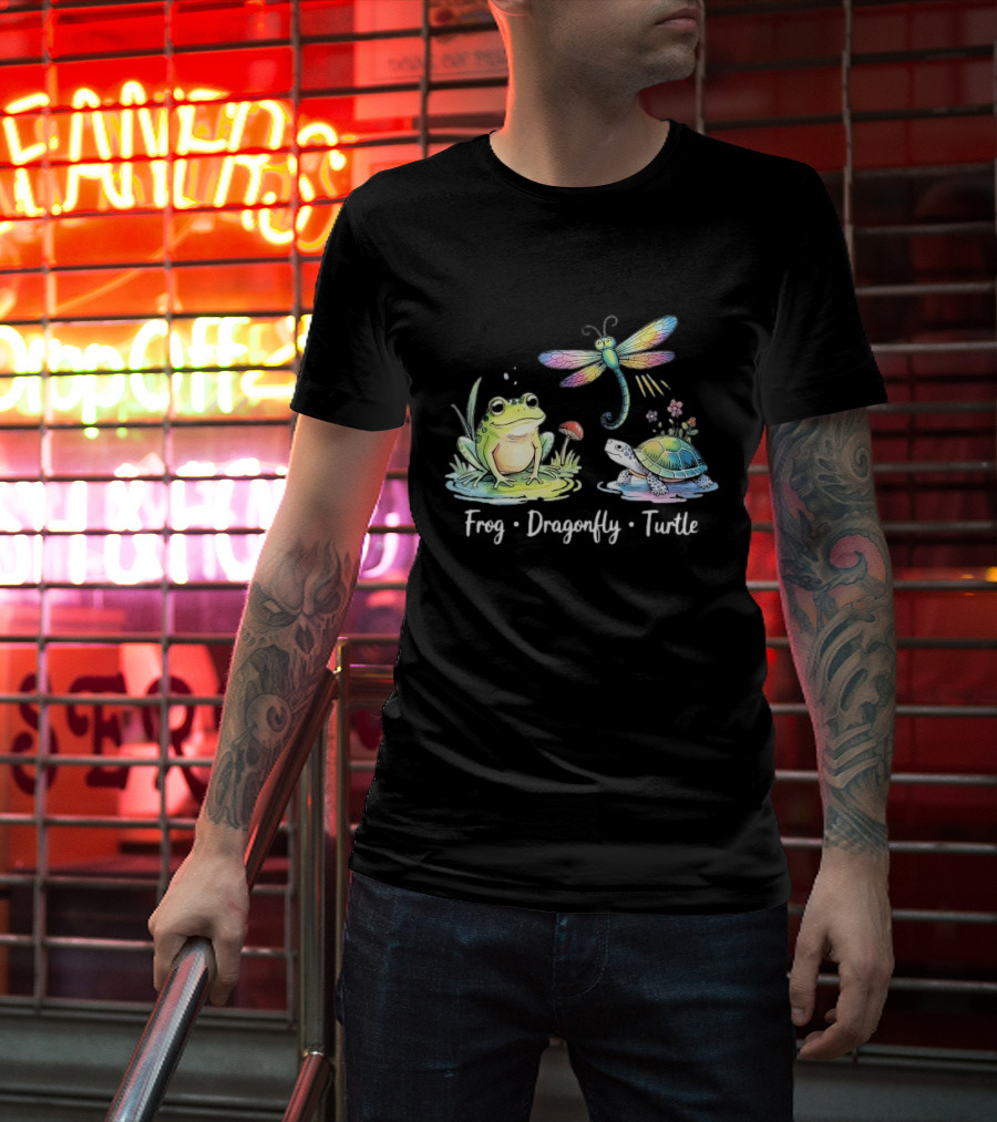 Frog Dragonfly Turtle Subtle Political Humor T-Shirt