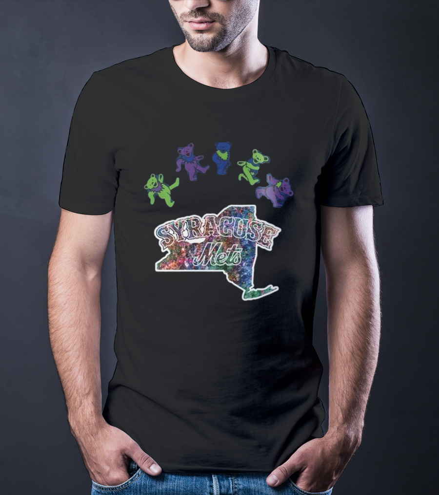 Syracuse Mets Grateful Dead Night 2025 New York Tie-Dye Dancing Bears T-Shirt