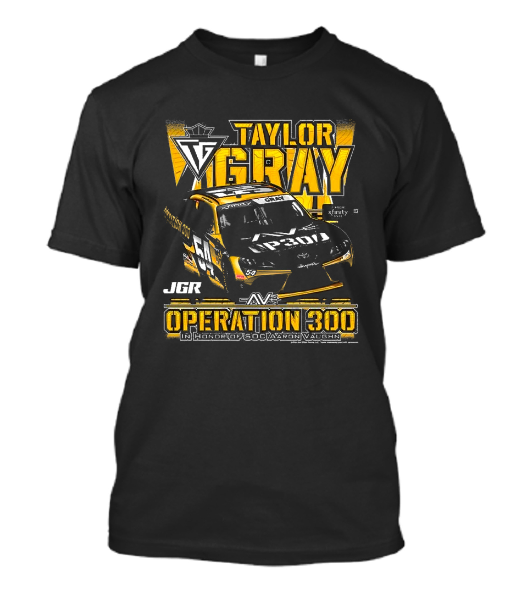 Taylor Gray Joe Gibbs Racing JGR Operation 300 SOC Aaron Vaughn Tribute T-Shirt