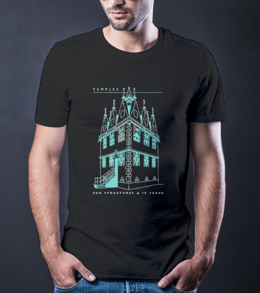 Temple Sun Structure Blueprint Isometric 2025 T-Shirt