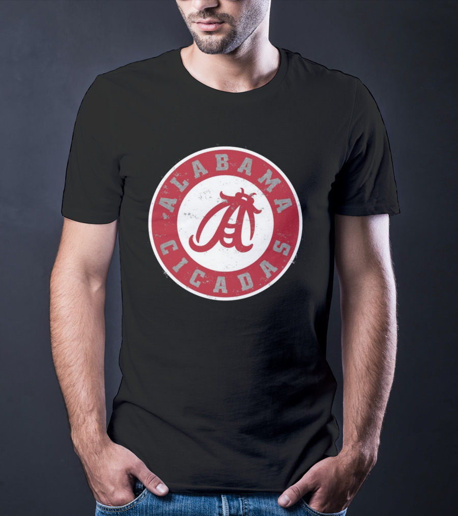 Alabama Cicadas Team Red Emblem With Stylized Bug T-Shirt