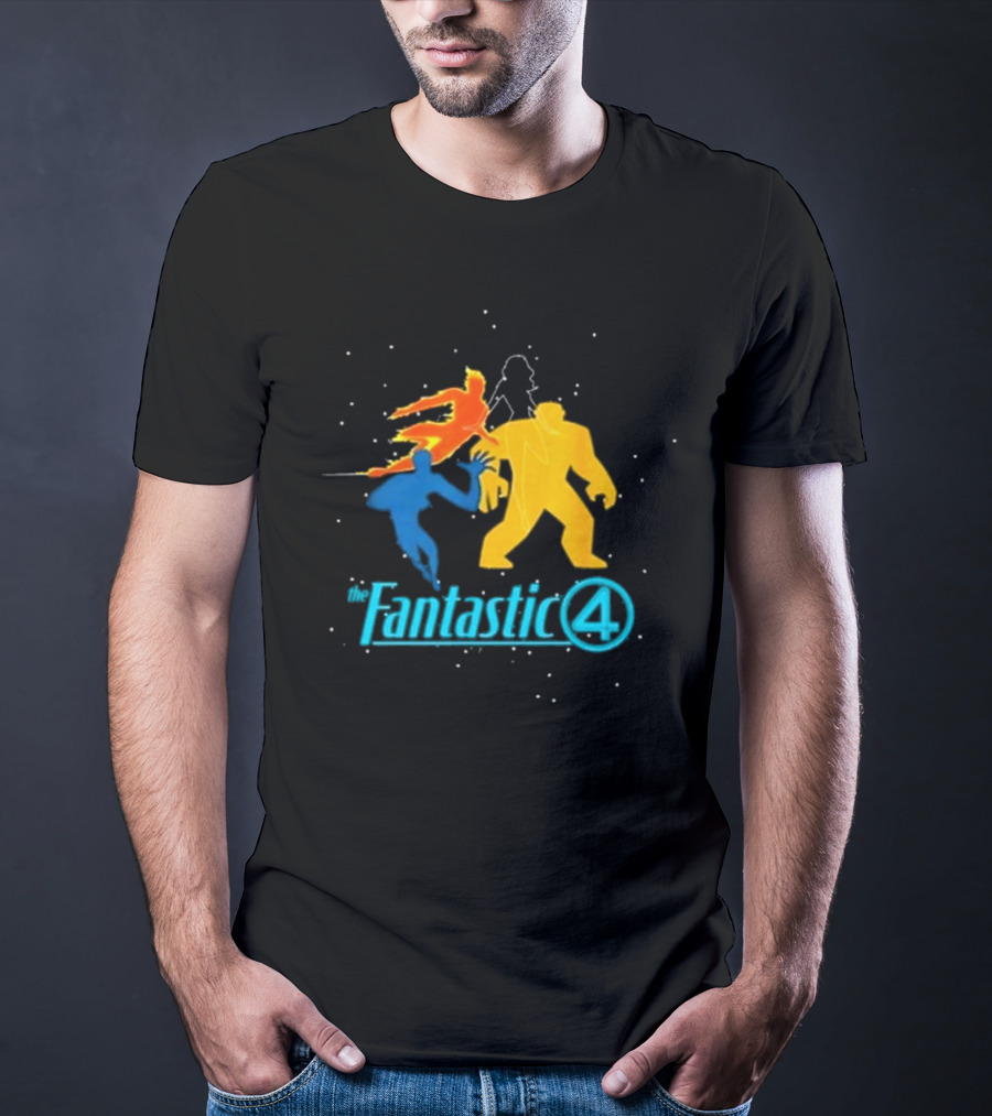 Fantastic Four Team Explosive Silhouette Action T-Shirt