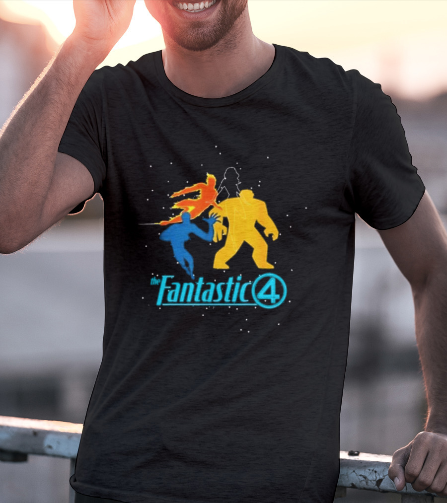 Fantastic Four Team Explosive Silhouette Action T-Shirt