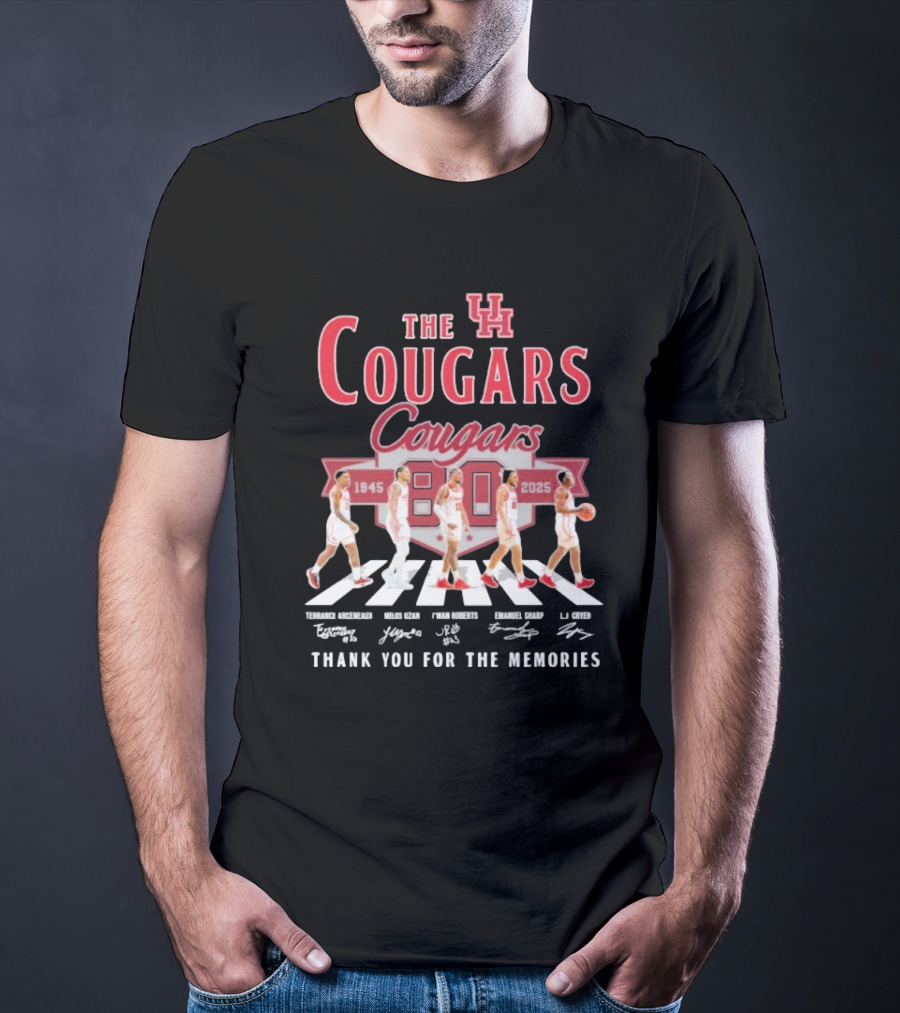 The Houston Cougars 80 Years 1945-2025 Thank You For The Memories Abbey Road Style T-Shirt