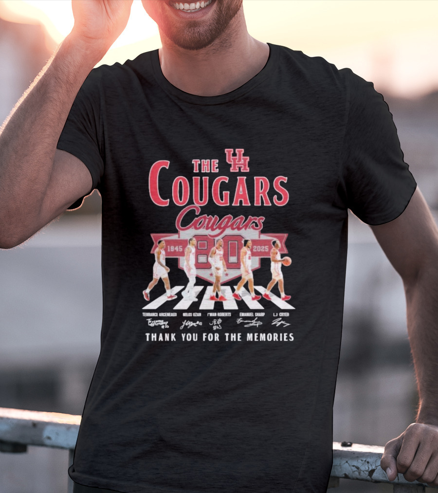 The Houston Cougars 80 Years 1945-2025 Thank You For The Memories Abbey Road Style T-Shirt