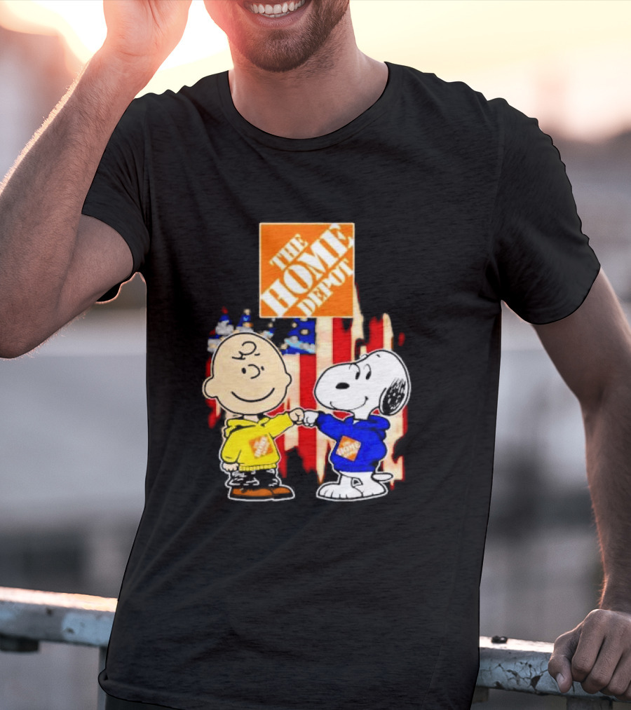 The Home Depot Charlie Brown Snoopy American Flag T-Shirt