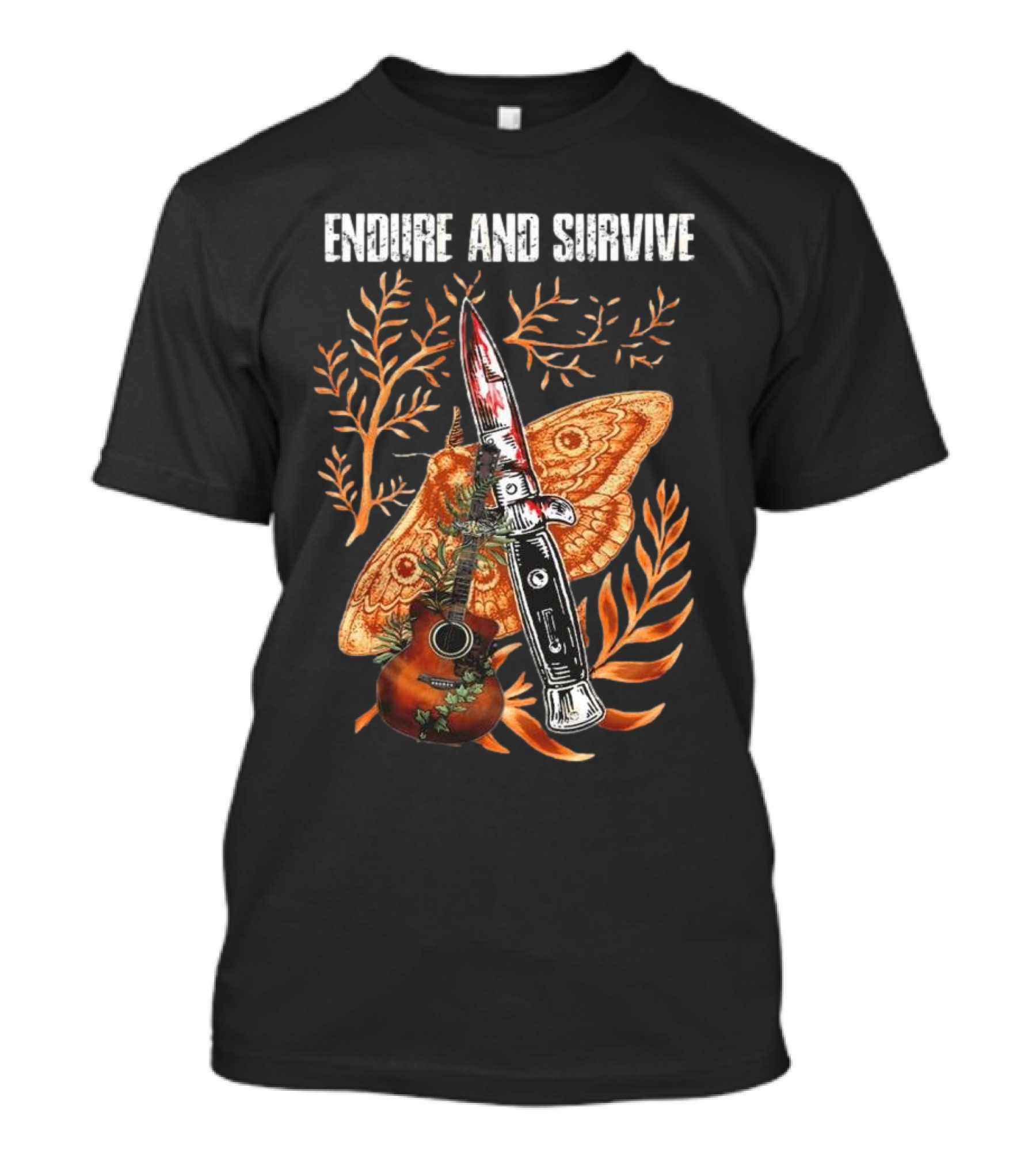 The Last Of Us Endure And Survive Moth Knife And Guitar T-Shirt
