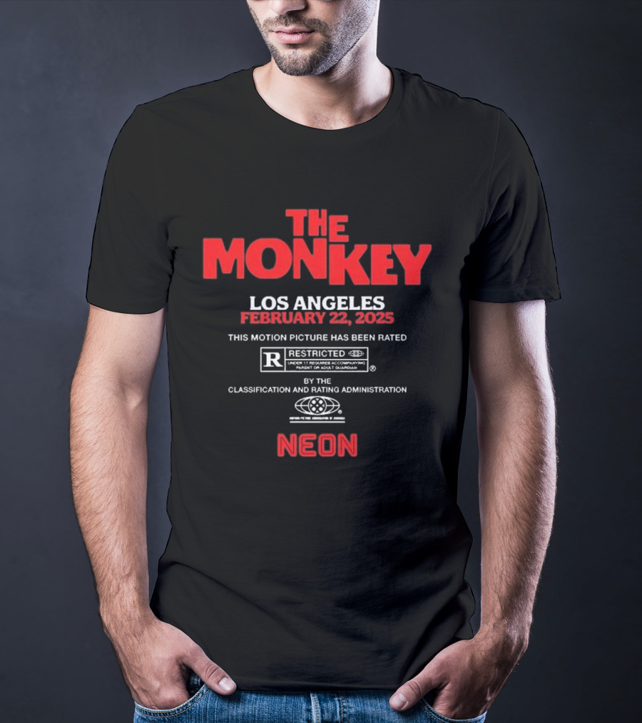 The Monkey Los Angeles February 22 2025 This Motion Picture Has Been Rated R Neon T-Shirt