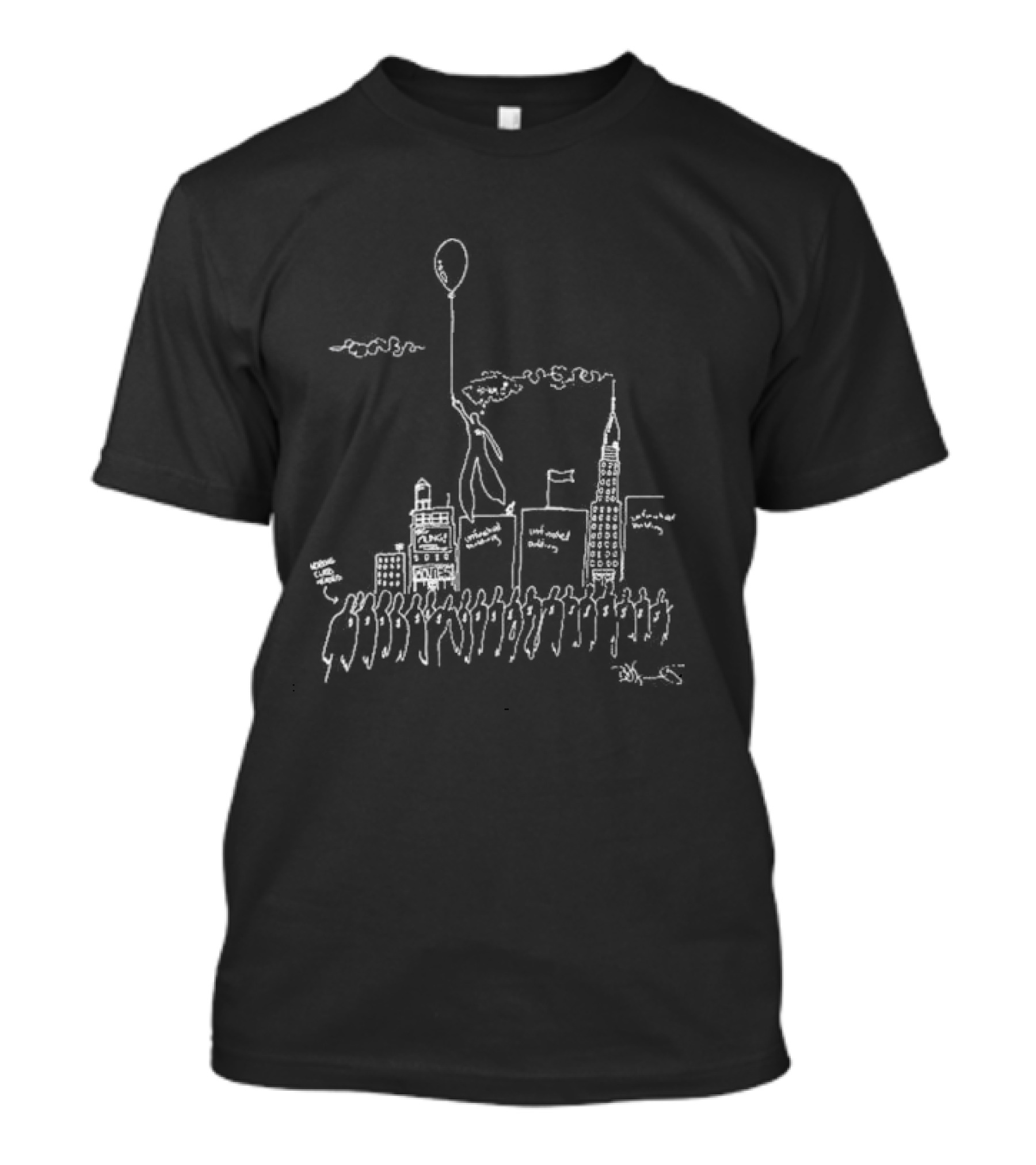 The Weeknd X Basquiat Hurry Up Tomorrow Floating Balloon City Scene T-Shirt