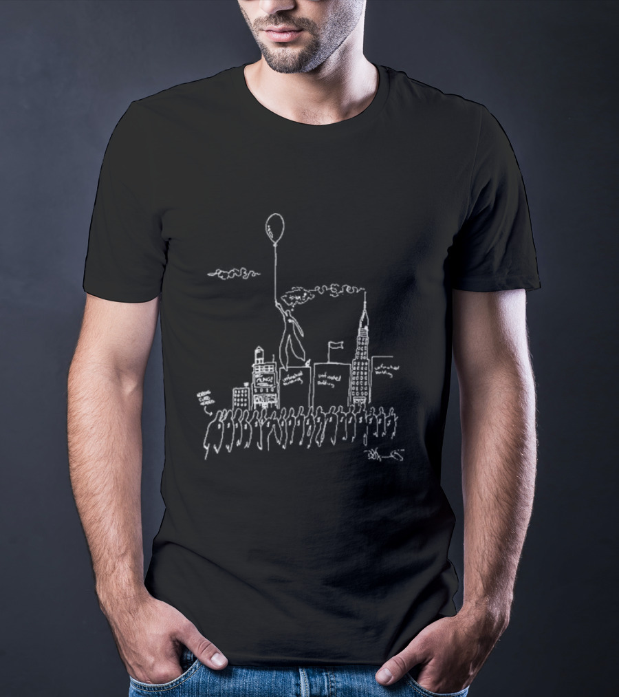 The Weeknd X Basquiat Hurry Up Tomorrow Floating Balloon City Scene T-Shirt