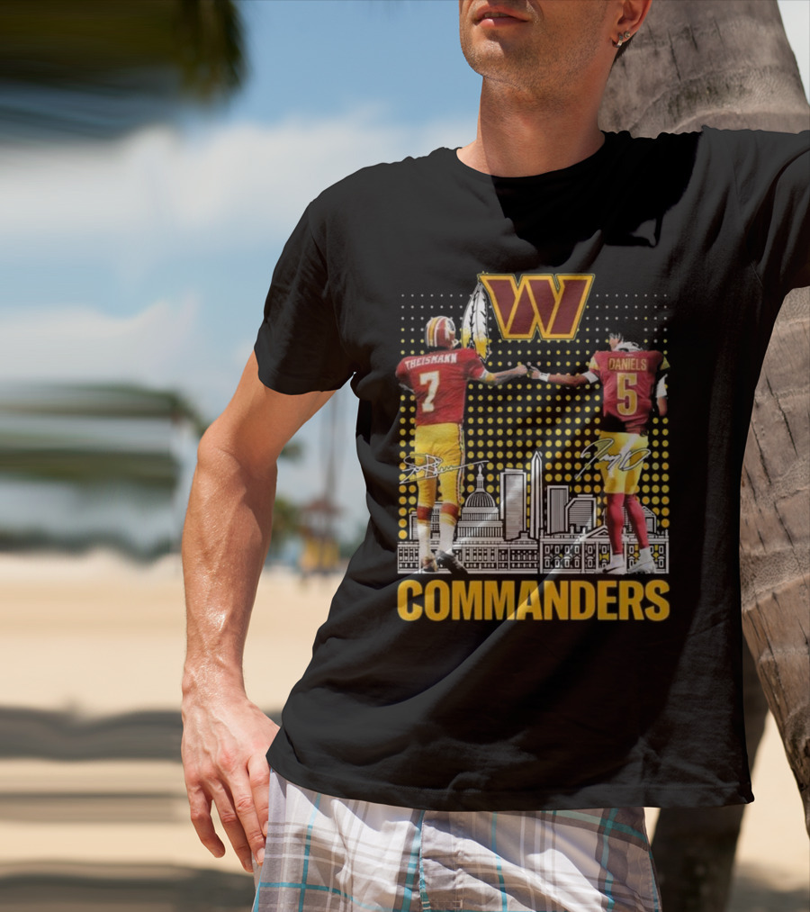 Commanders Theismann Daniels Football Signatures T-Shirt