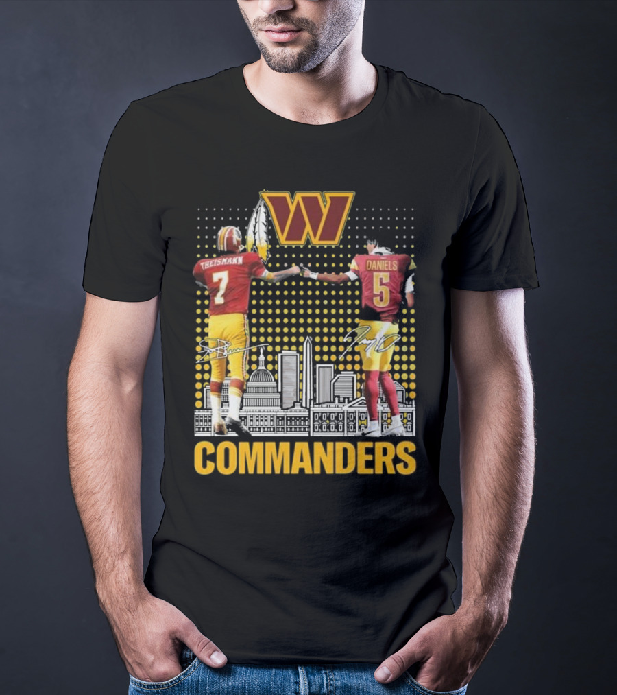 Commanders Theismann Daniels Football Signatures T-Shirt