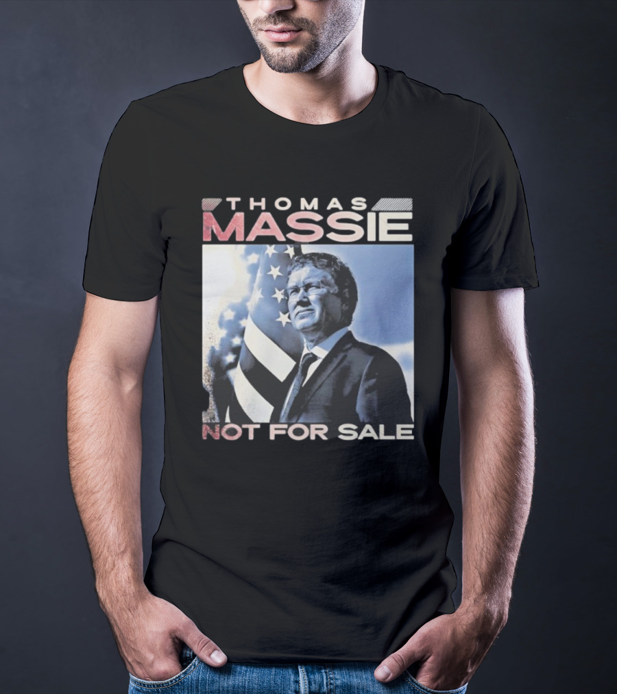Thomas Massie Not For Sale American Flag Portrait T-Shirt