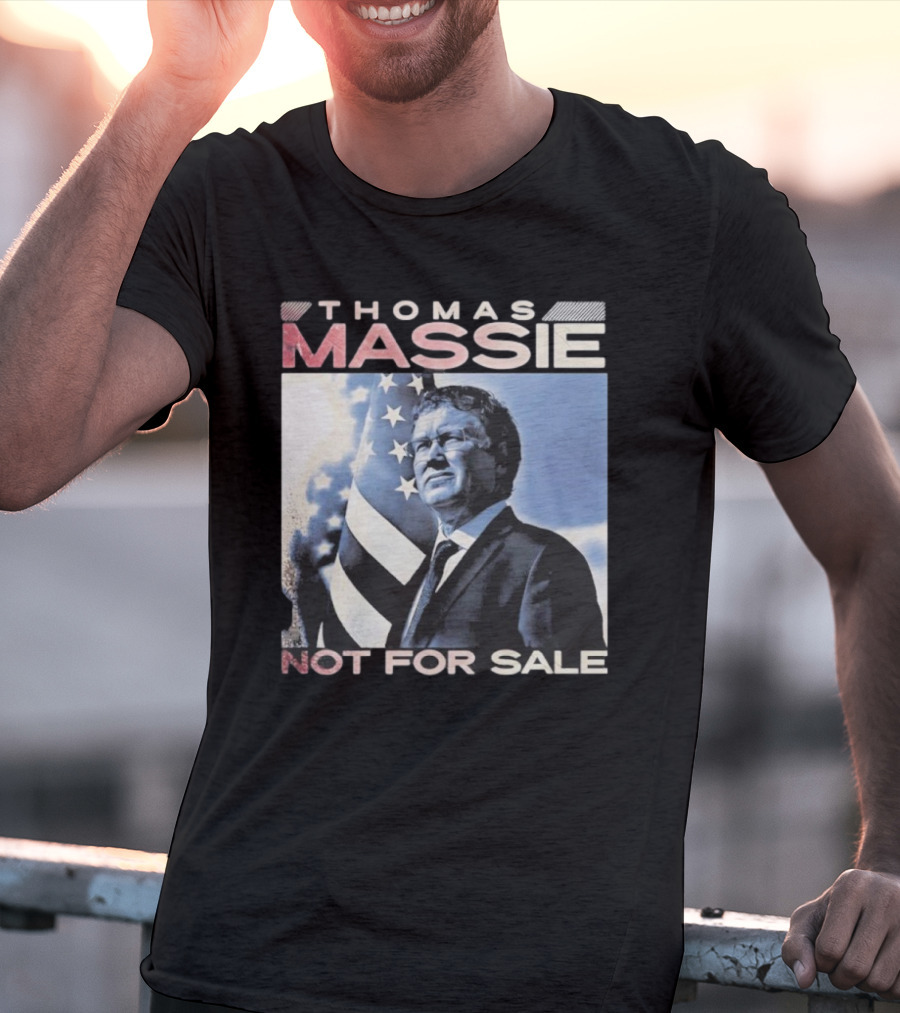 Thomas Massie Not For Sale American Flag Portrait T-Shirt