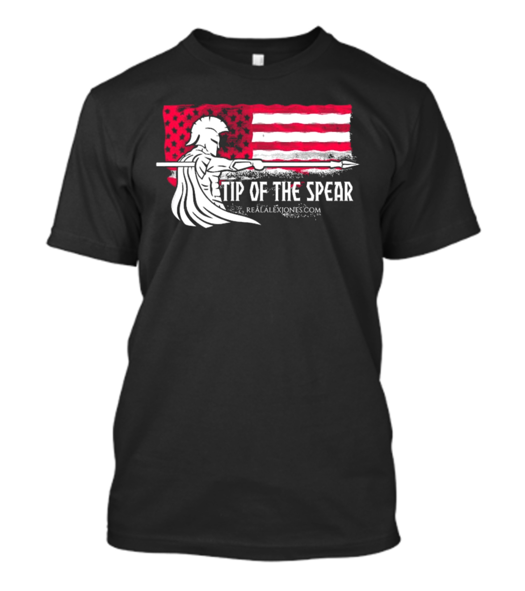 Tip Of The Spear Spartans American Flag RealAlexJones.com T-Shirt