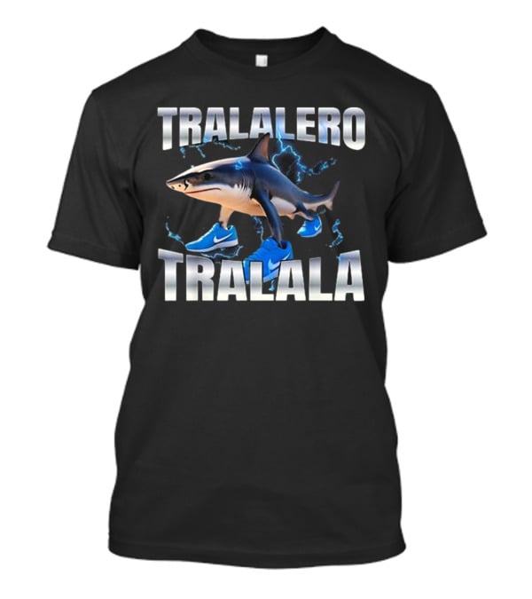 Tralalero Tralala Shark Wearing Blue Nike Shoes With Lightning T-Shirt
