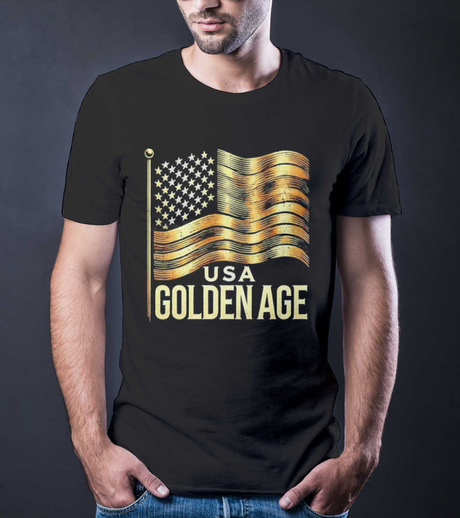 USA Golden Age Golden American Flag T-Shirt