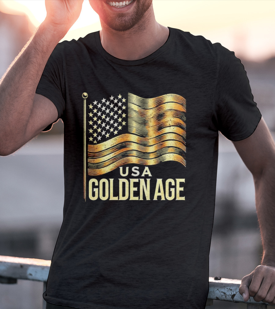 USA Golden Age Golden American Flag T-Shirt