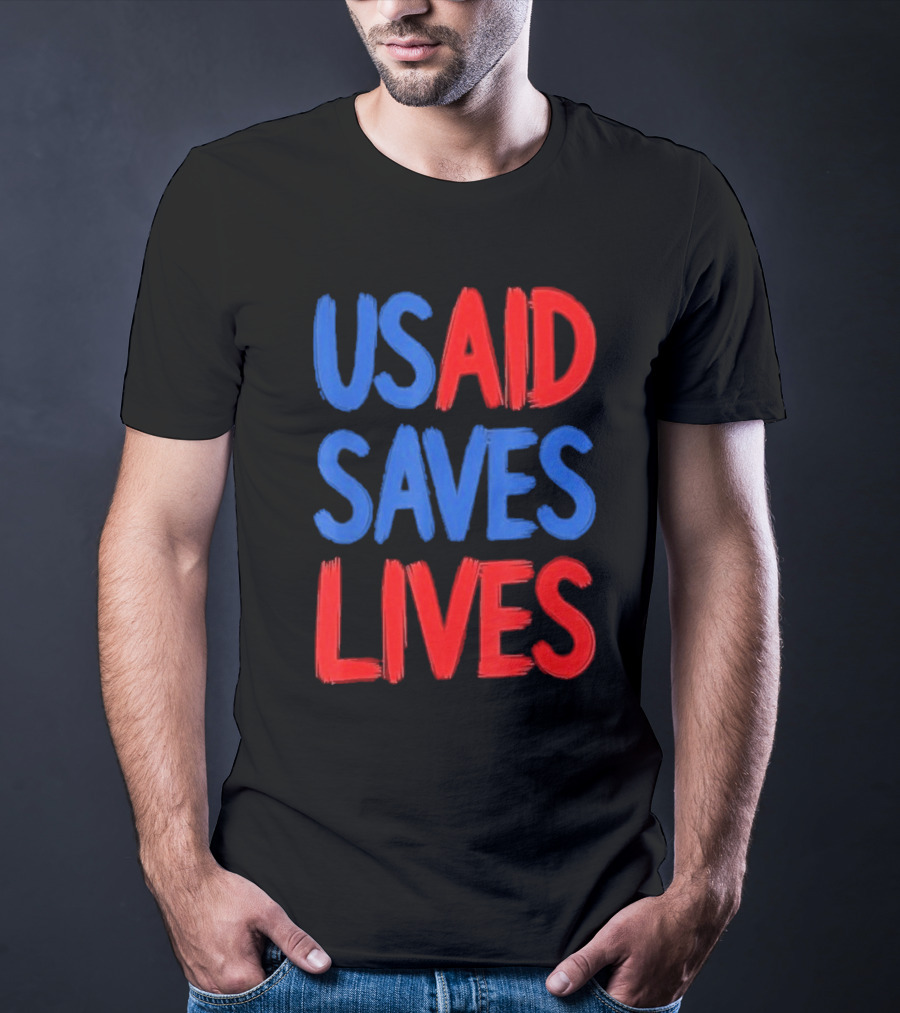 USAID Saves Lives Red And Blue Text T-Shirt