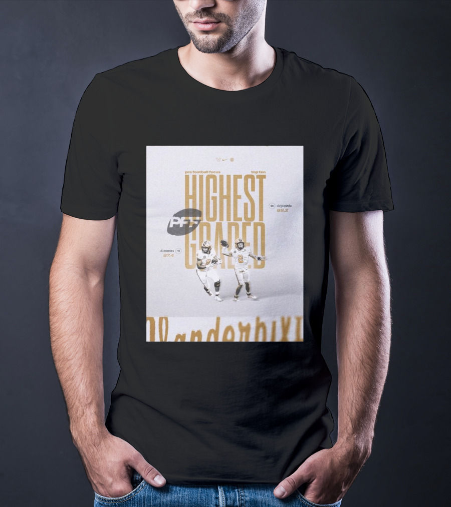 Vanderbilt PFF Top Ten Highest Graded Eli Stowers Diego Pavia T-Shirt