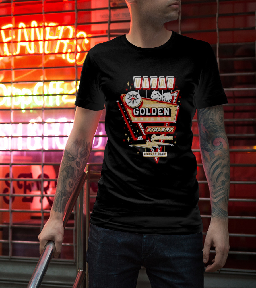 Vegas Golden Knights Violent Gentlemen Hockey Club Playing Card Style T-Shirt