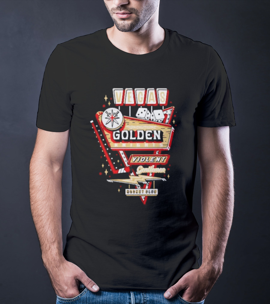 Vegas Golden Knights Violent Gentlemen Hockey Club Playing Card Style T-Shirt