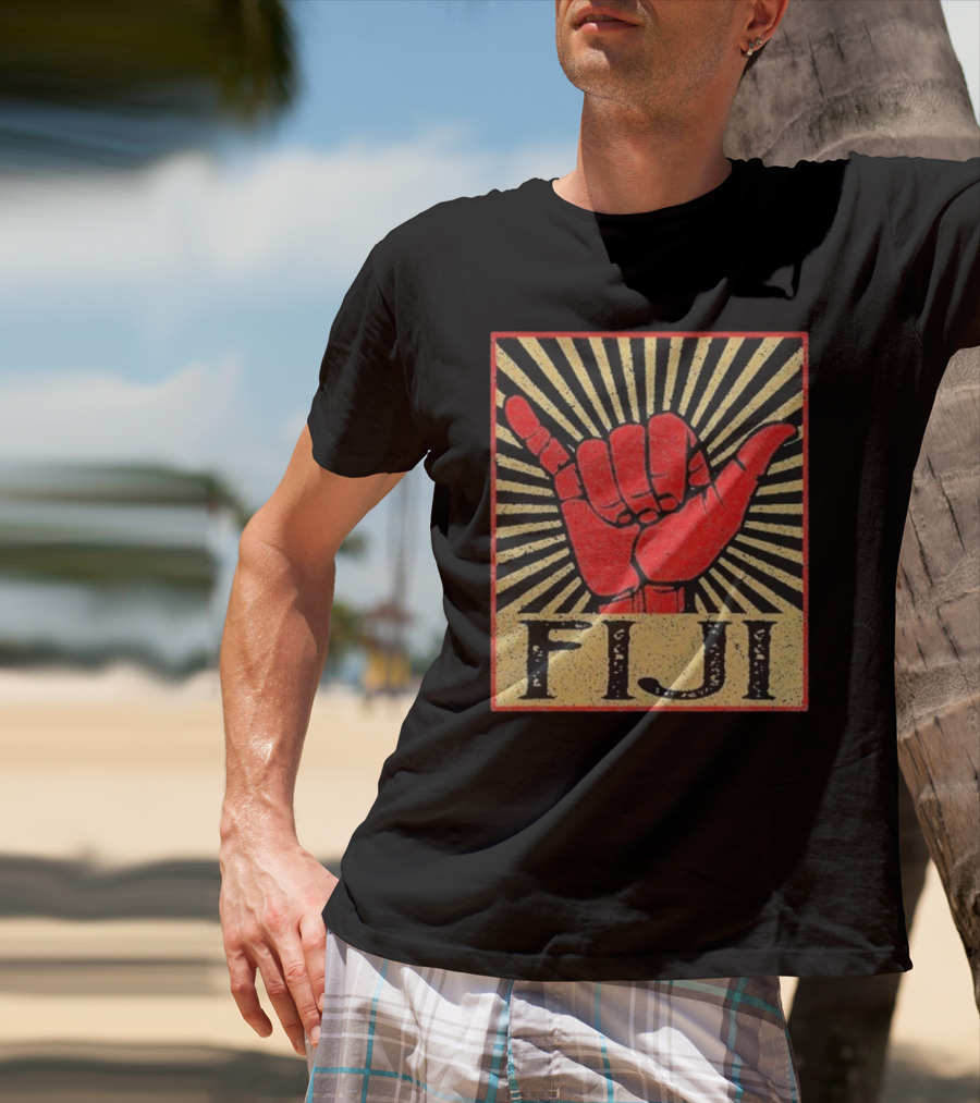 Fiji Retro Shaka Vintage Island Surfer T-Shirt
