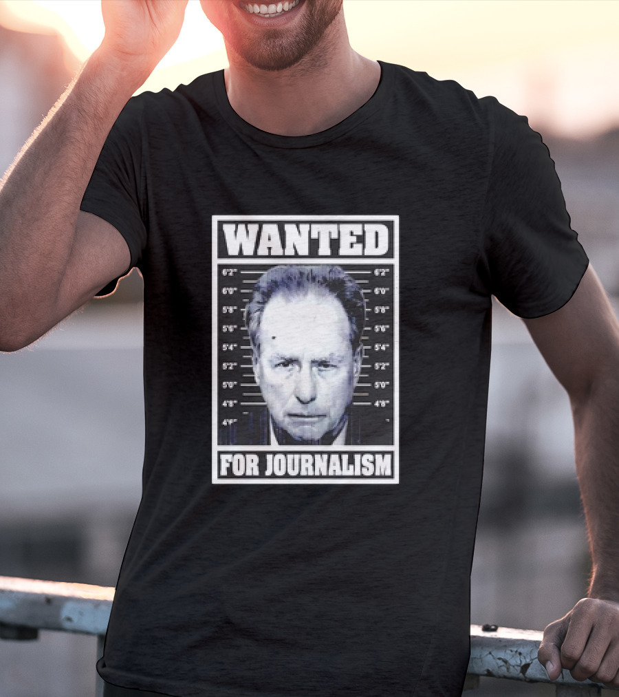 Wanted Satire For Journalism With Shot Image T-Shirt