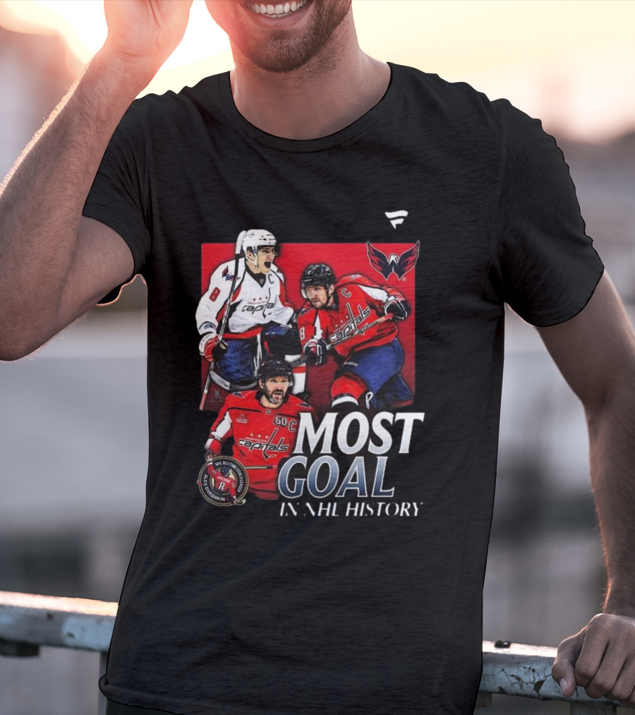 Washington Capitals Alexander Ovechkin Most Goals In NHL History Evolution 8 T-Shirt
