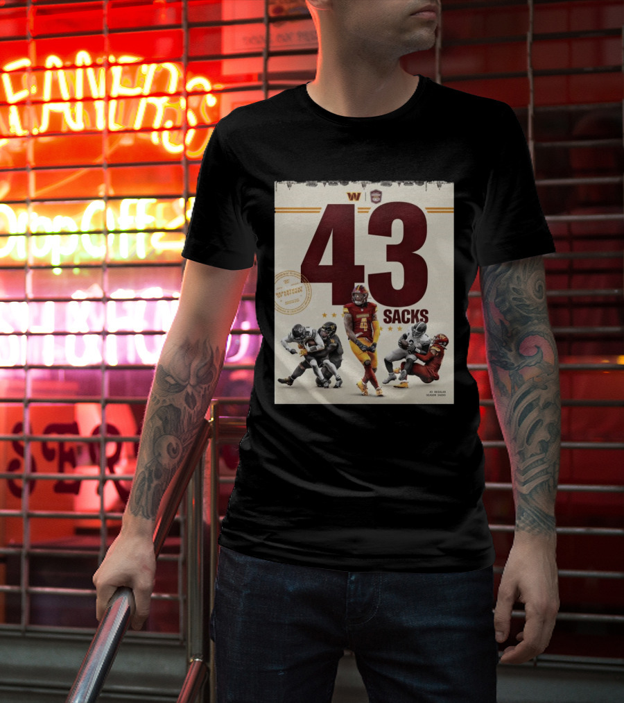 Washington Commanders 43 Sacks Chunky Sacks Hunger Program T-Shirt