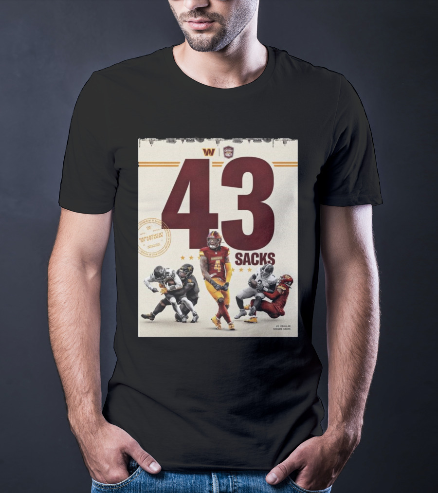 Washington Commanders 43 Sacks Chunky Sacks Hunger Program T-Shirt