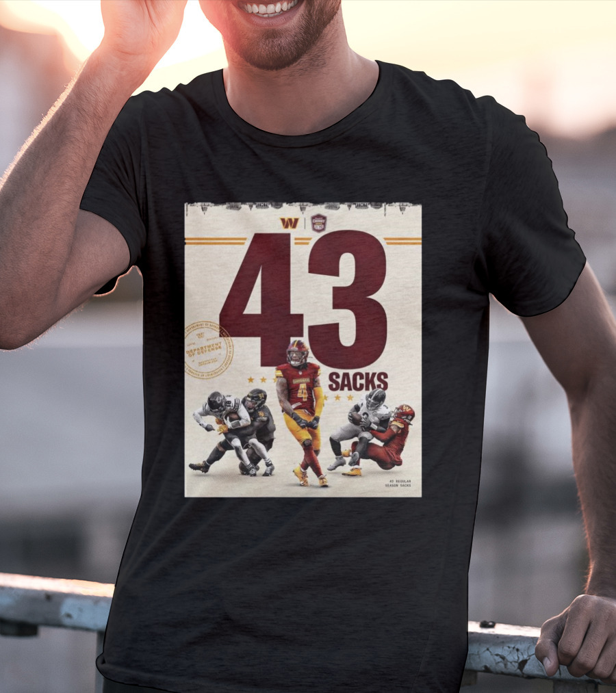 Washington Commanders 43 Sacks Chunky Sacks Hunger Program T-Shirt