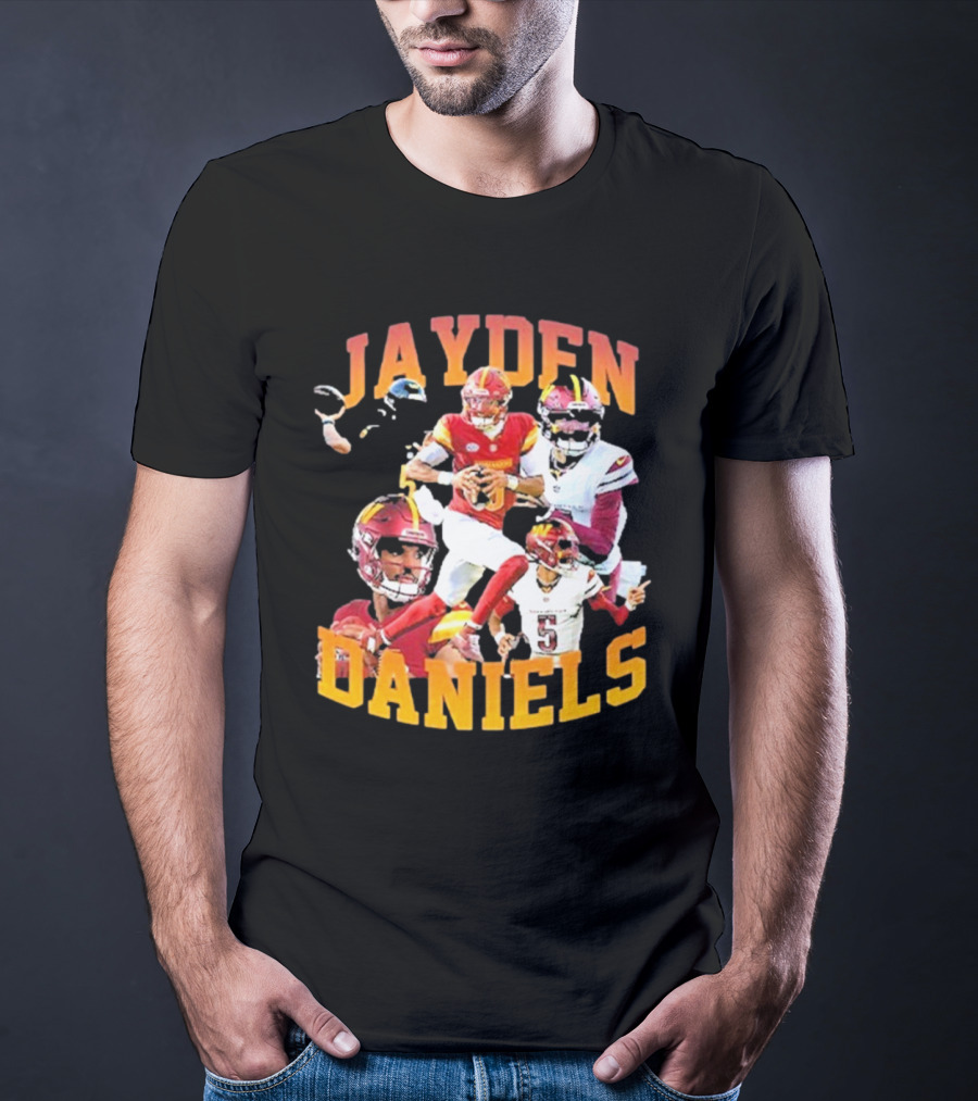 Jayden Daniels Washington Commanders Football Player Collage T-Shirt