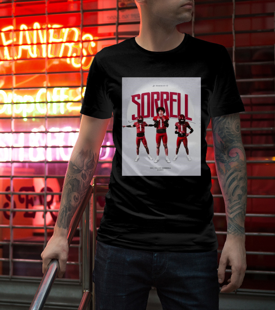 Washington State Cougars Sorrell DB Trillion Signed Football Palouse T-Shirt